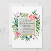 Invitation Faire-parts de douche de mariée floraux modernes é (Dos)