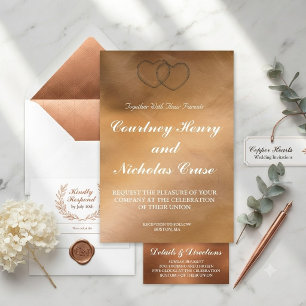 Invitation Faire-parts de mariage Copper Hearts