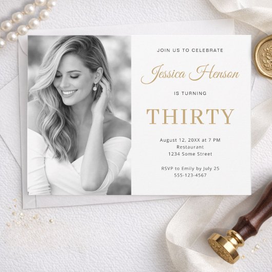 Invitation Faire Photo Or Script Minimal 30e Anniversaire