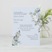 Invitation Faire poussiéreuse bleue florale mariée parents II (Debout devant)