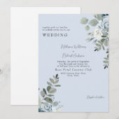 Invitation Faire poussiéreuse robe de mariée florale bleu san (Devant / Derrière)