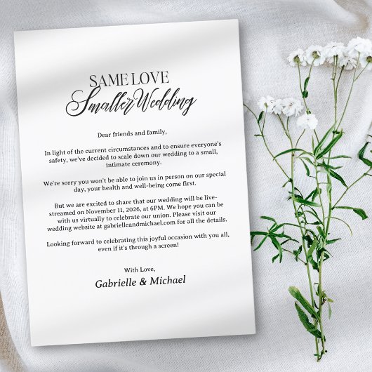 Invitation Faire simple : Annonce de mariage et excuses pour 