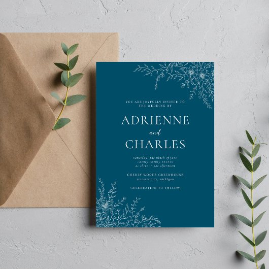 Invitation Faire simple avec des fleurs 1 Neptune sarcelle Ma