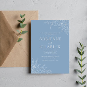 Invitation Faire Simple Floral 1 Bleu Glacier Mariage Minimal