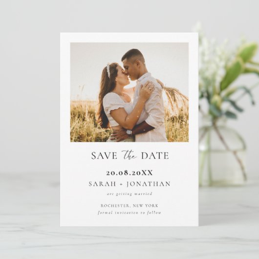 Invitation Faire simple moderne script enregistrer la date ph (Debout devant)