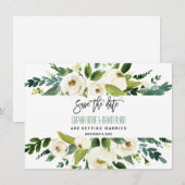 Invitation Faire suivre cadre floral aquarelle charme blanc D (Devant / Derrière)