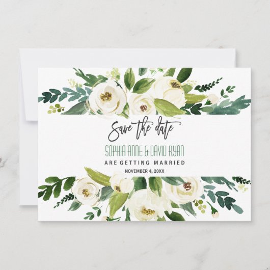 Invitation Faire suivre cadre floral aquarelle charme blanc D (Devant)