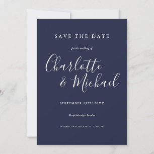 Invitation Faire suivre la photo de mariage bleu marine Annon