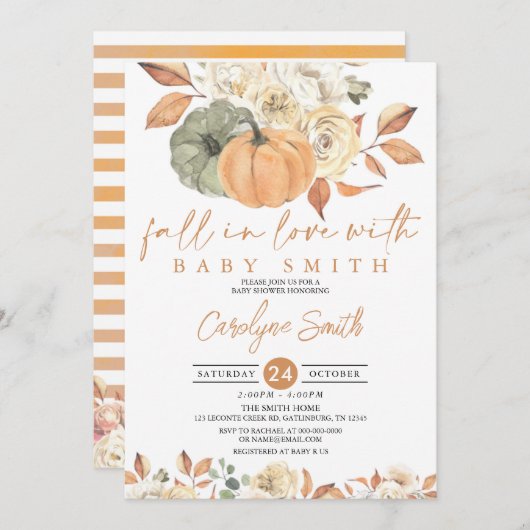 Invitation Faire tomber en amour automne citrouille invitatio (Devant / Derrière)