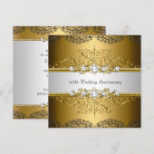 Invitation Faire tourbillon floral 50 ans d'anniversaire de m (Devant / Derrière)