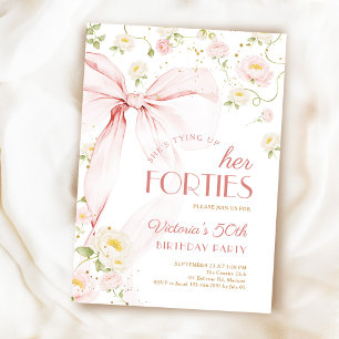 Invitation Faire un nœud rose floral pour la 50e anniversaire