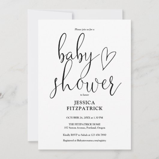 Invitation Faire un script mignon et neutre pour une baby sho (Devant)