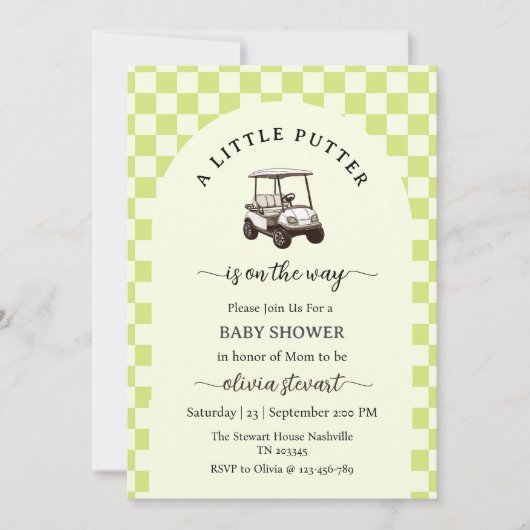 Invitation Faire un script un metteur de golf Baby Shower (Devant)