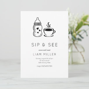 Invitation Faire un Sip and See pour une Baby Shower Minimali