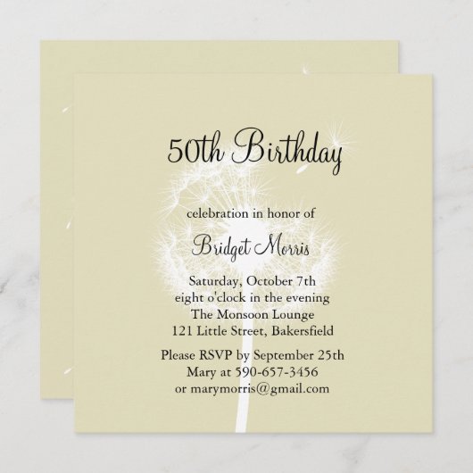 Invitation Faire un voeu (Devant / Derrière)