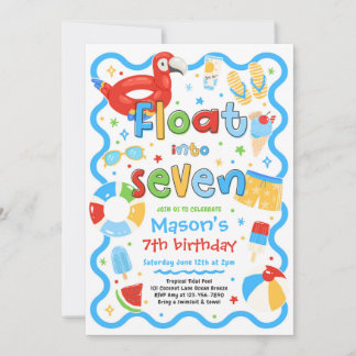 Invitation Faire une fête au bord de la piscine pour les sept