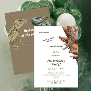 Invitation Faire une Fête d'Anniversaire Garçon Lézard en se