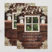 Invitation Faireparts de fenêtre de grange rustique avec arbr (Devant / Derrière)