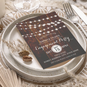 Invitation Faireparts de Fiançailles en Bois Rustique avec Gu