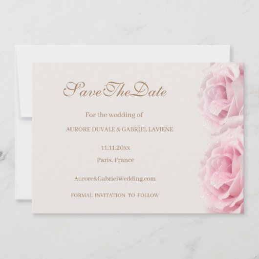 Invitation Faireparts de mariage Mariage Fleurs Roses Rose Pâ (Devant)