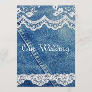 Invitation Faireparts de mariage rustique country en denim et