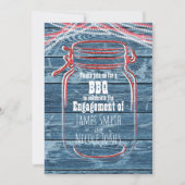 Invitation Faireparts Rustiques en Pot Mason Rouge Blanc & Bl (Devant)