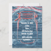 Invitation Faireparts Rustiques en Pot Mason Rouge Blanc & Bl (Dos)