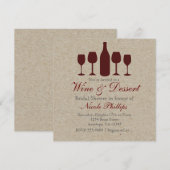 Invitation Faireparts Rustiques VINS & Dessert POUR TOUT ÉVÉN (Devant / Derrière)