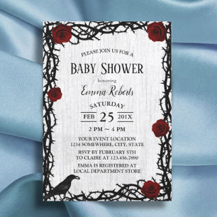 Invitation Fairtale Baby shower Rose rouge et Thorn Bois rust