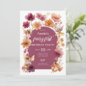 Invitation Fairy 1st Birthday Fairy Fall Burgundy Orange (Debout devant)