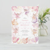 Invitation Fairy 1st Birthday Fairy Party Pink Peach Purple (Debout devant)