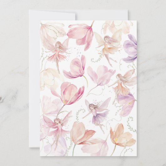 Invitation Fairy 1st Birthday Fairy Party Pink Peach Purple (Dos)