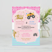 Invitation Fairy and monster trucks frères et soeurs annivers (Debout devant)