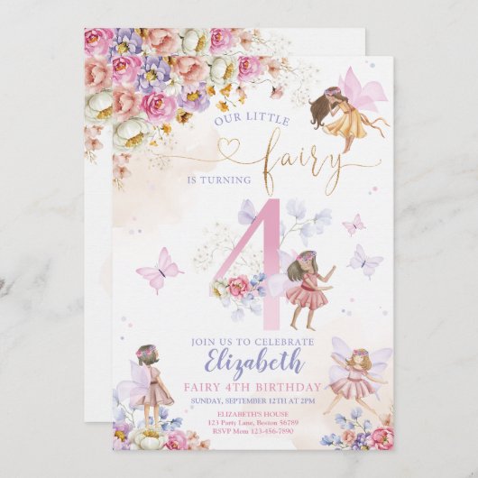 Invitation Fairy Birday (Devant / Derrière)