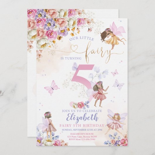 Invitation Fairy Birday (Devant / Derrière)