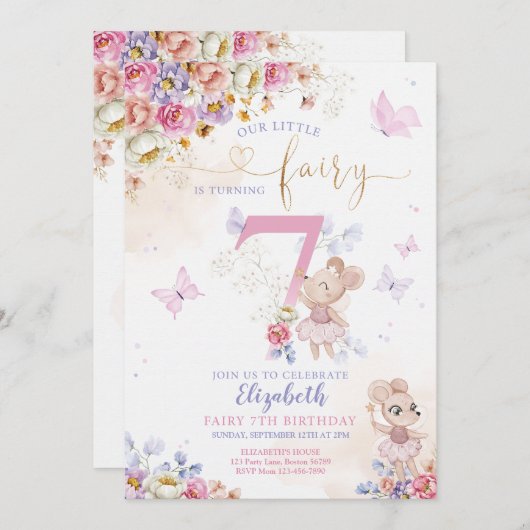 Invitation Fairy Birday (Devant / Derrière)