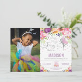 Invitation Fairy Bird'Bird Purple Florve Silver Parties scint (Debout devant)