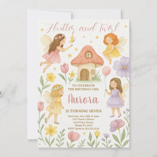 Invitation Fairy Birthday (Devant)
