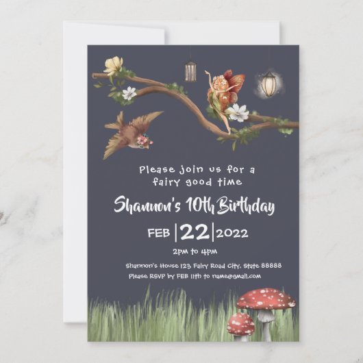 Invitation Fairy Birthday (Devant)