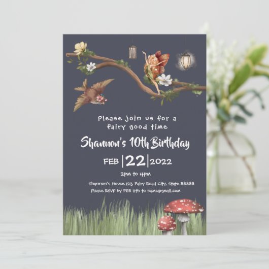 Invitation Fairy Birthday (Debout devant)
