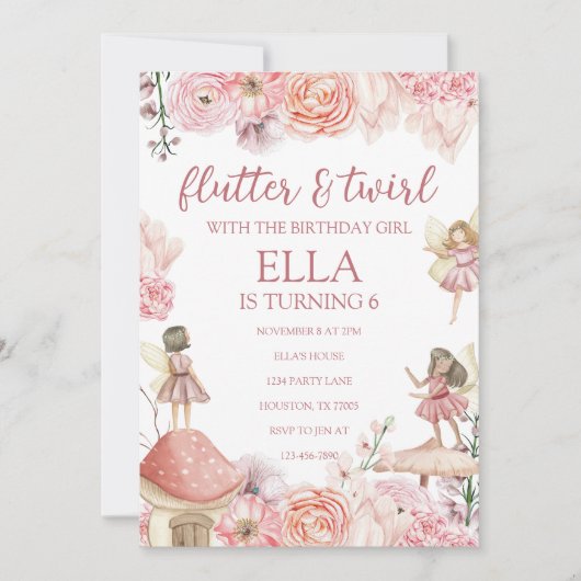 Invitation Fairy Birthday (Devant)