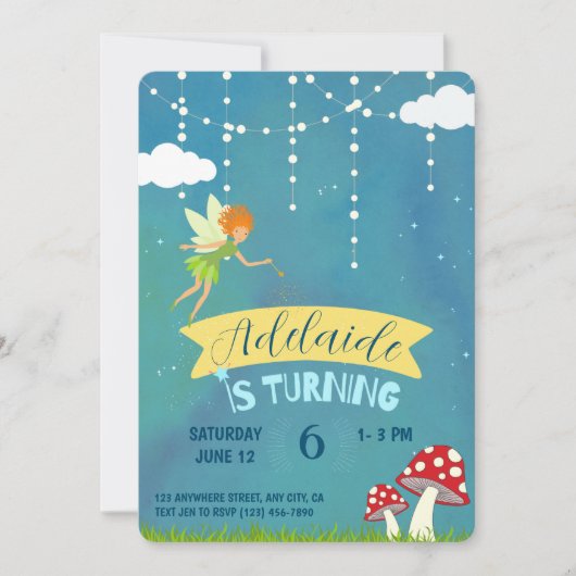 Invitation Fairy Birthday Party (Devant)