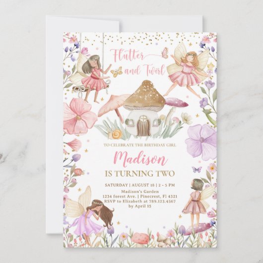 Invitation Fairy Birthday Whimsical Princess Fairy Birthday (Devant)