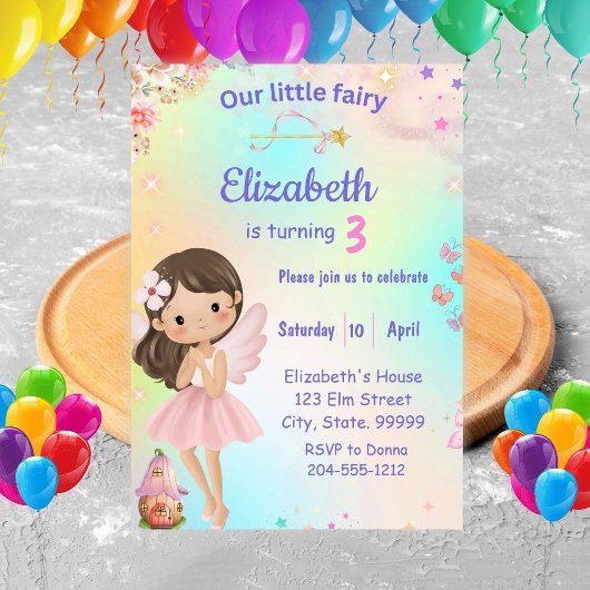 Invitation Fairy Birthday Whimsical Princess Fairy Birthday