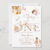Invitation Fairy Butterfly Magique Fleur sauvage 1er annivers (Devant)