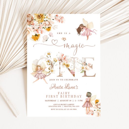 Invitation Fairy Butterfly Magique Fleur sauvage 1er annivers
