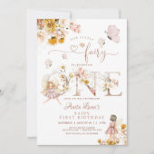 Invitation Fairy Butterfly Magique Fleur sauvage 1er annivers (Devant)
