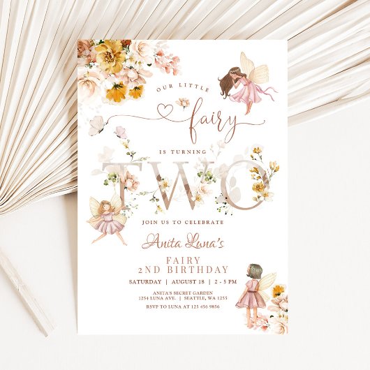 Invitation Fairy Butterfly Magique Fleur sauvage 2e anniversa