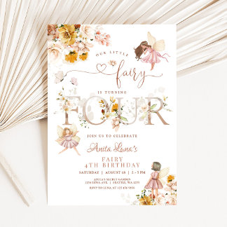 Invitation Fairy Butterfly Magique Fleur sauvage 4e anniversa