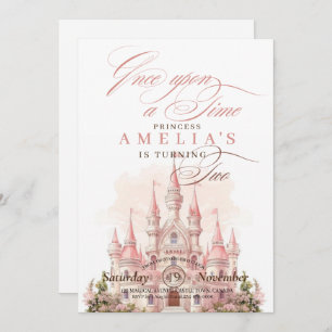 Invitation Fairy Castle Princess Pink Girl Anniversaire